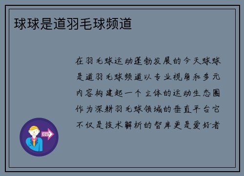 球球是道羽毛球频道